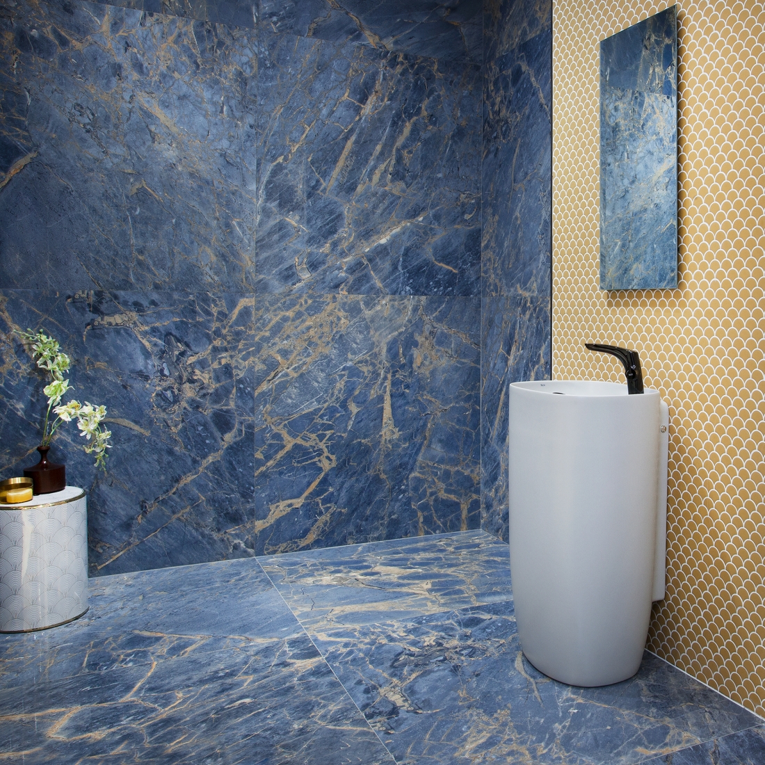 Tile of Spain Trends - Rocking the Blues - Marble Nouveau by Roca