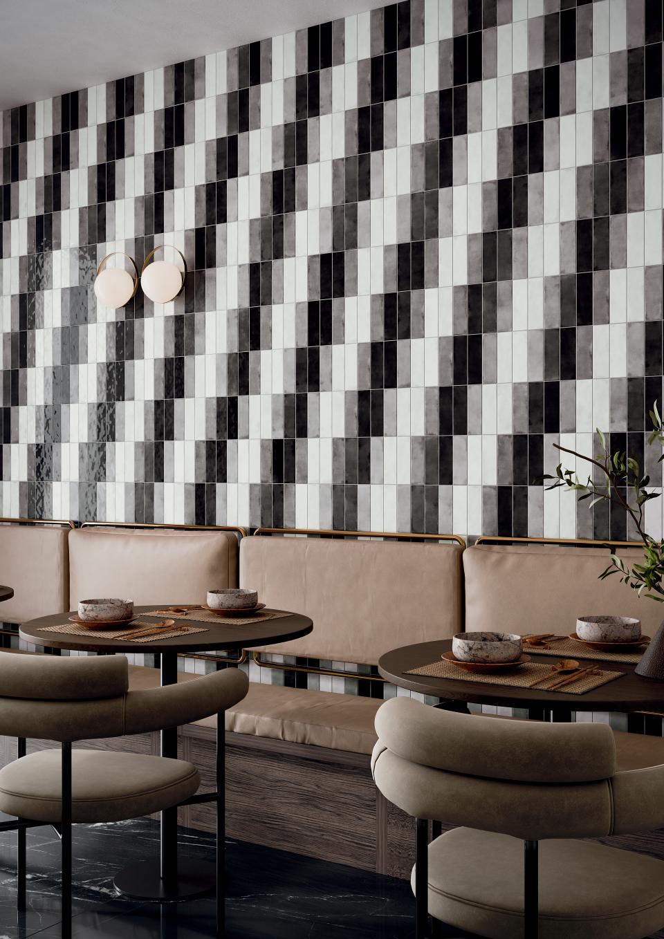 Grestec's Osta collection of ceramic tiles inspired by watercolour effects.