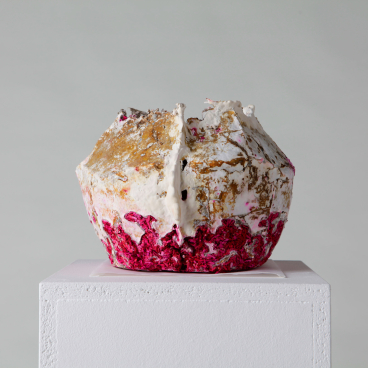 Sculptural piece by Georgie Gerrard showcasing vibrant textures and colors, reflecting her innovative bio-art practice.