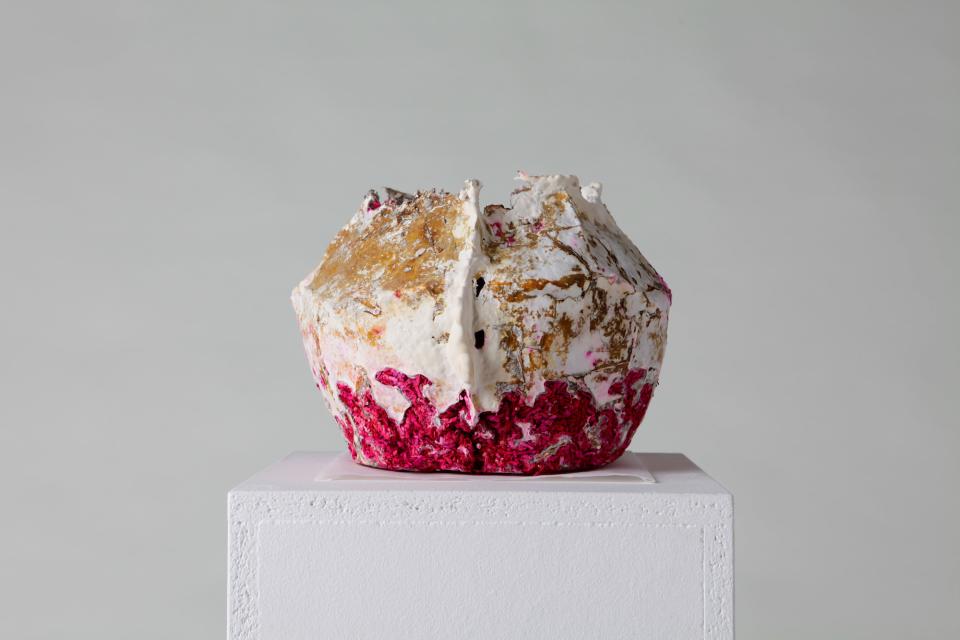Sculptural piece by Georgie Gerrard showcasing vibrant textures and colors, reflecting her innovative bio-art practice.
