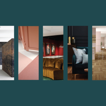 Diverse interior spaces showcasing design elements from Material Source Studio in Glasgow, highlighting textures and color palettes.