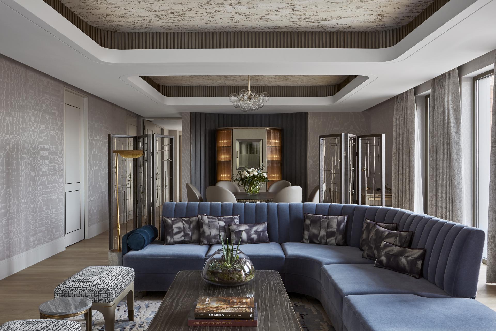 Luxuriously designed penthouse living area at Mandarin Oriental London featuring elegant furniture and stylish decor.