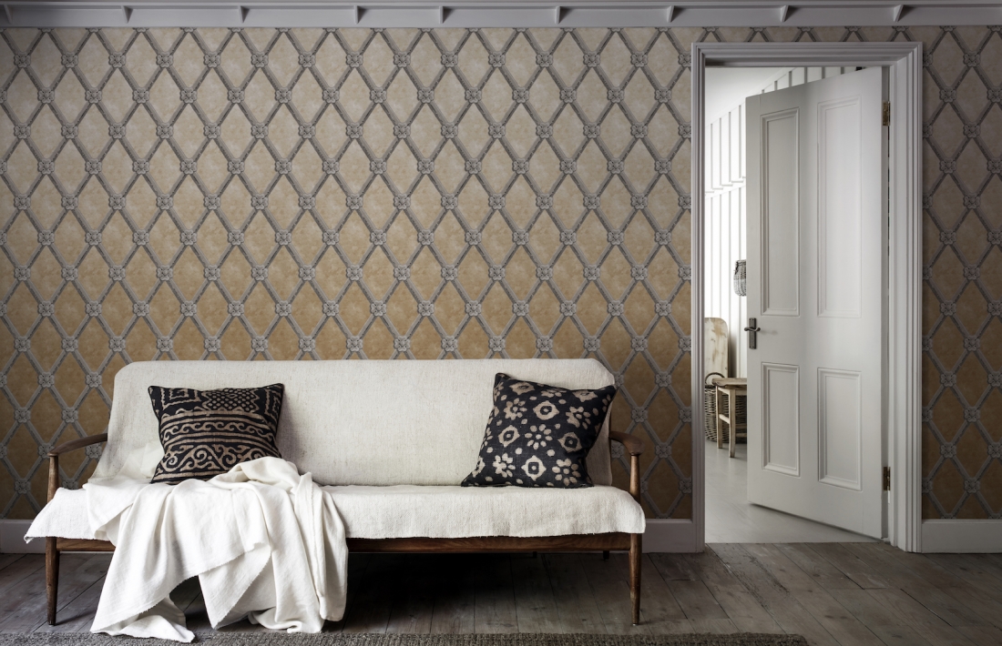 Uppark Trellis Limestone Wallpaper Mural from the V&A Collection at Surface View Wallpaper Murals