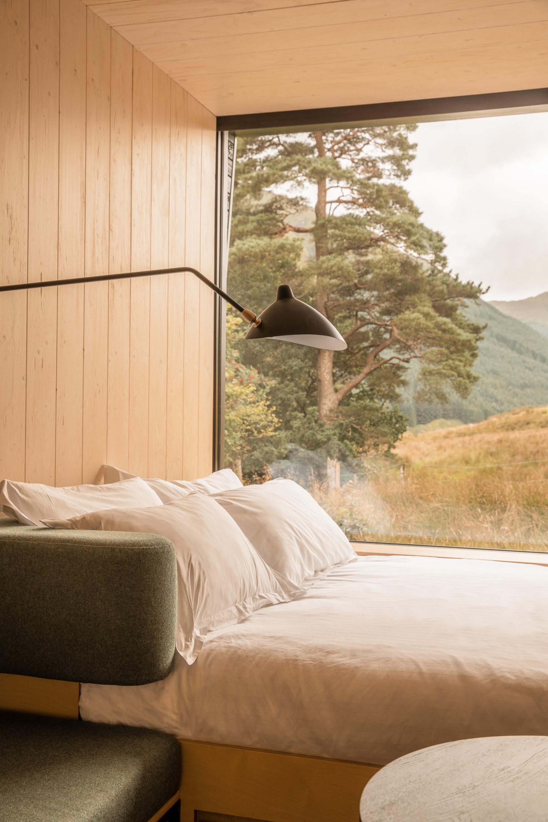 Corr Cabins crafts retreats reflective of Scotland's raw materials and rural landscape.