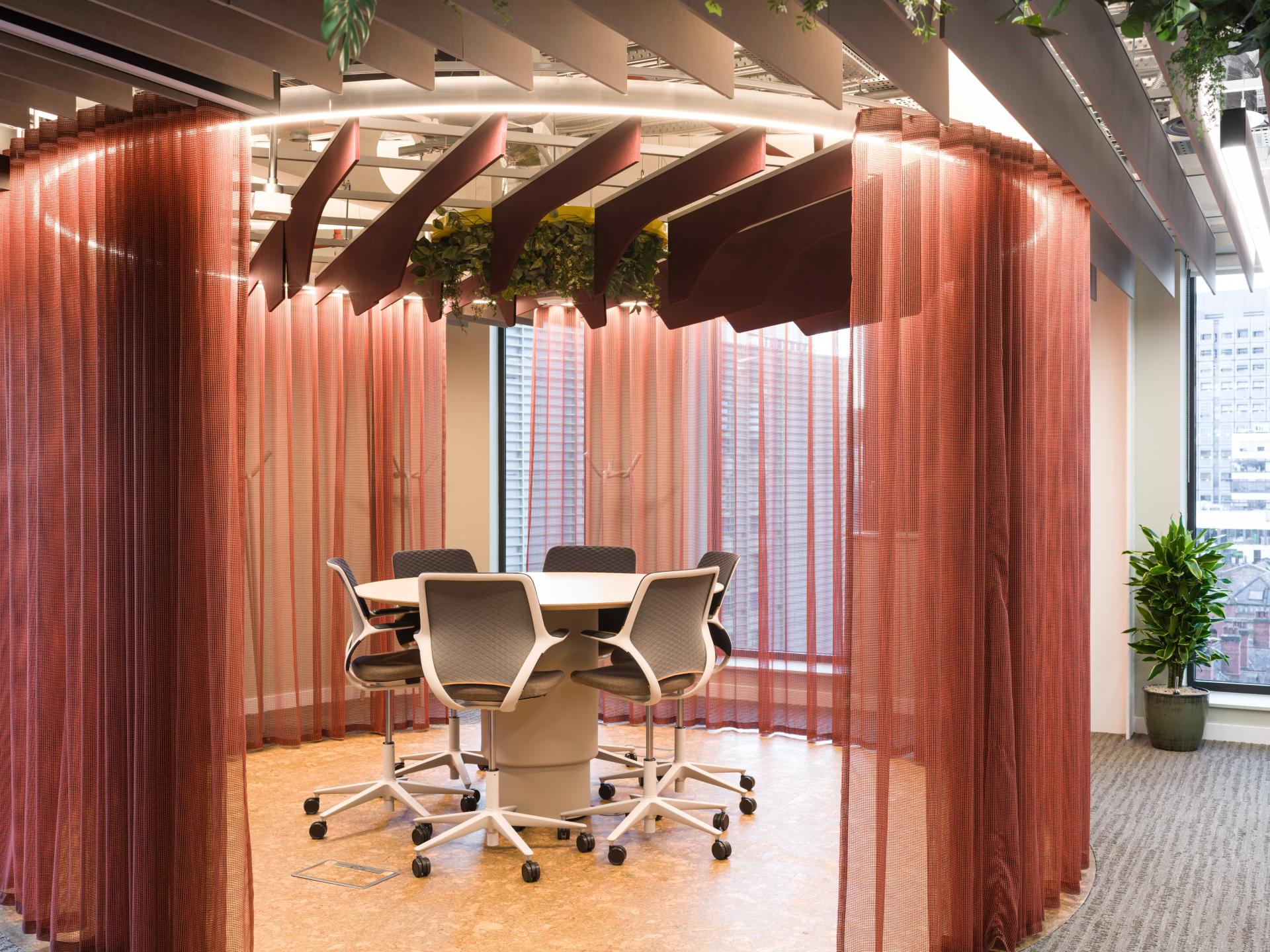 SpaceInvader's workplace scheme for Virgin Media O2 balances vibrancy with variety to support congregation and calm.