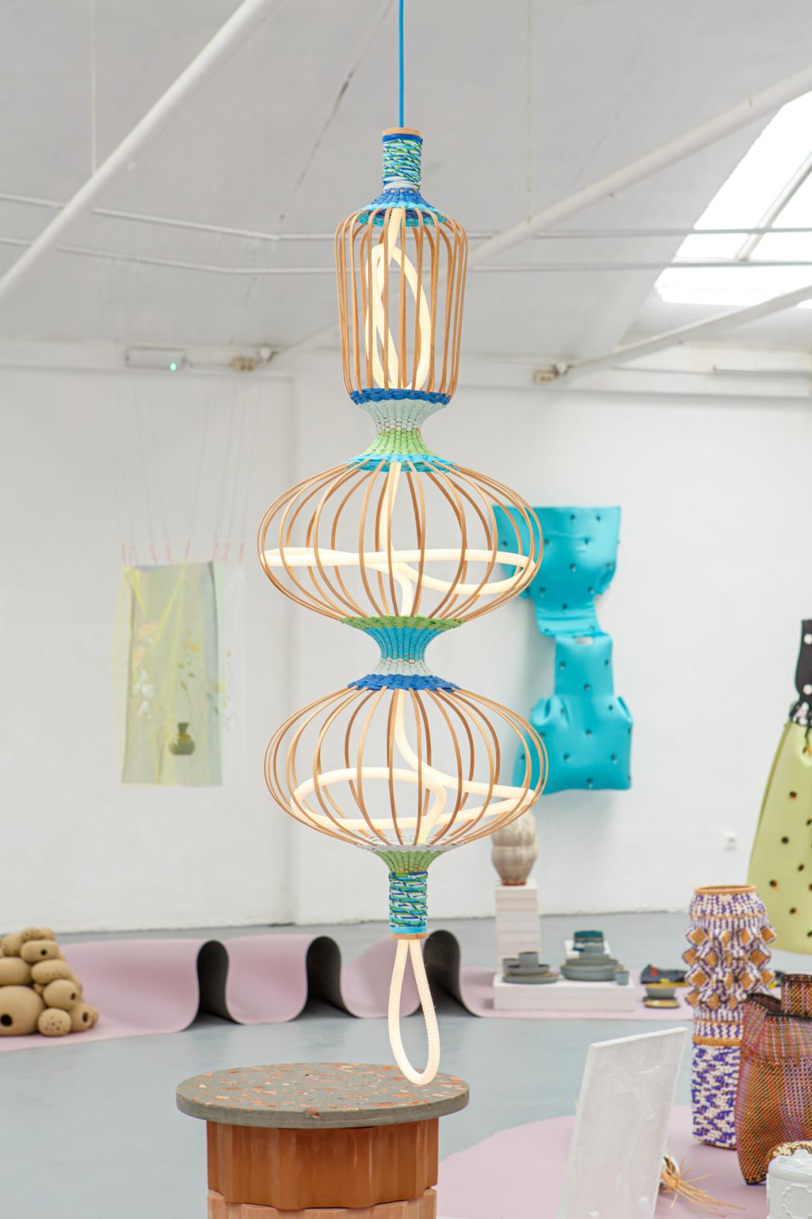 Craft in colour: Forbo’s Furniture Linoleum in Soft Lilac frames HOW&WOW at Dutch Design Week 2025.