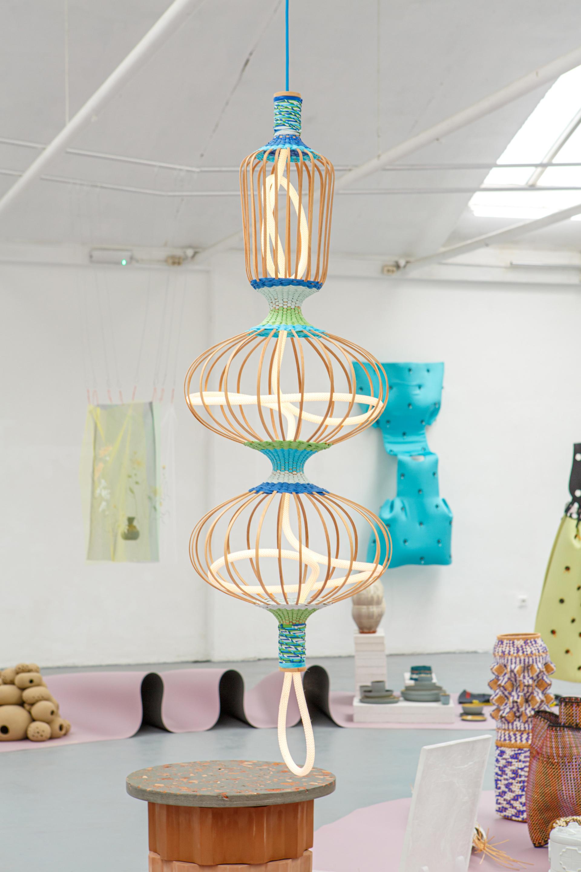 Craft in colour: Forbo’s Furniture Linoleum in Soft Lilac frames HOW&WOW at Dutch Design Week 2025.