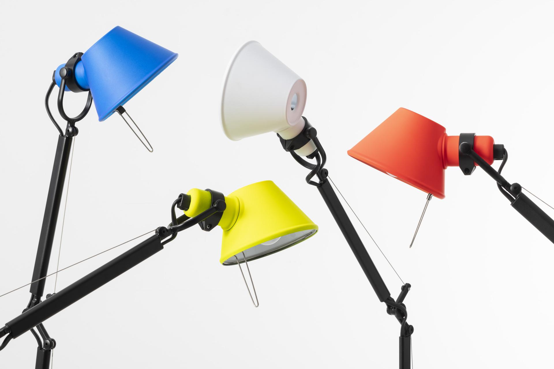New vibrant colorways of the Tolomeo Micro and Fato bi-colour lamps from Artemide feature striking designs and versatility.