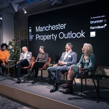 Panel discussion featuring experts at the Manchester Property Outlook seminar hosted by Material Source Studio.