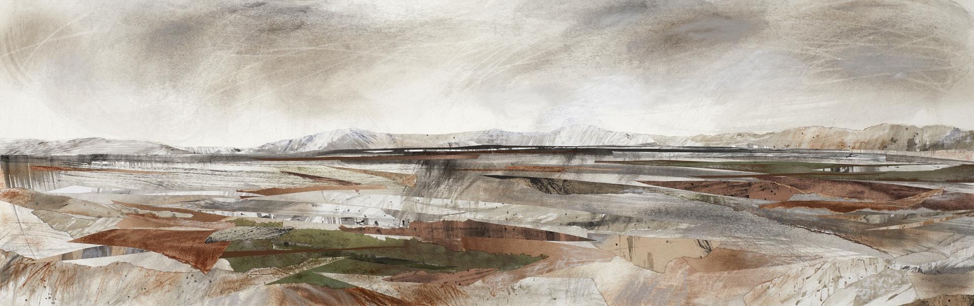 Abstract landscape artwork depicting the natural scenery of Yorkshire, highlighting the themes of sustainability and environmental consciousness.