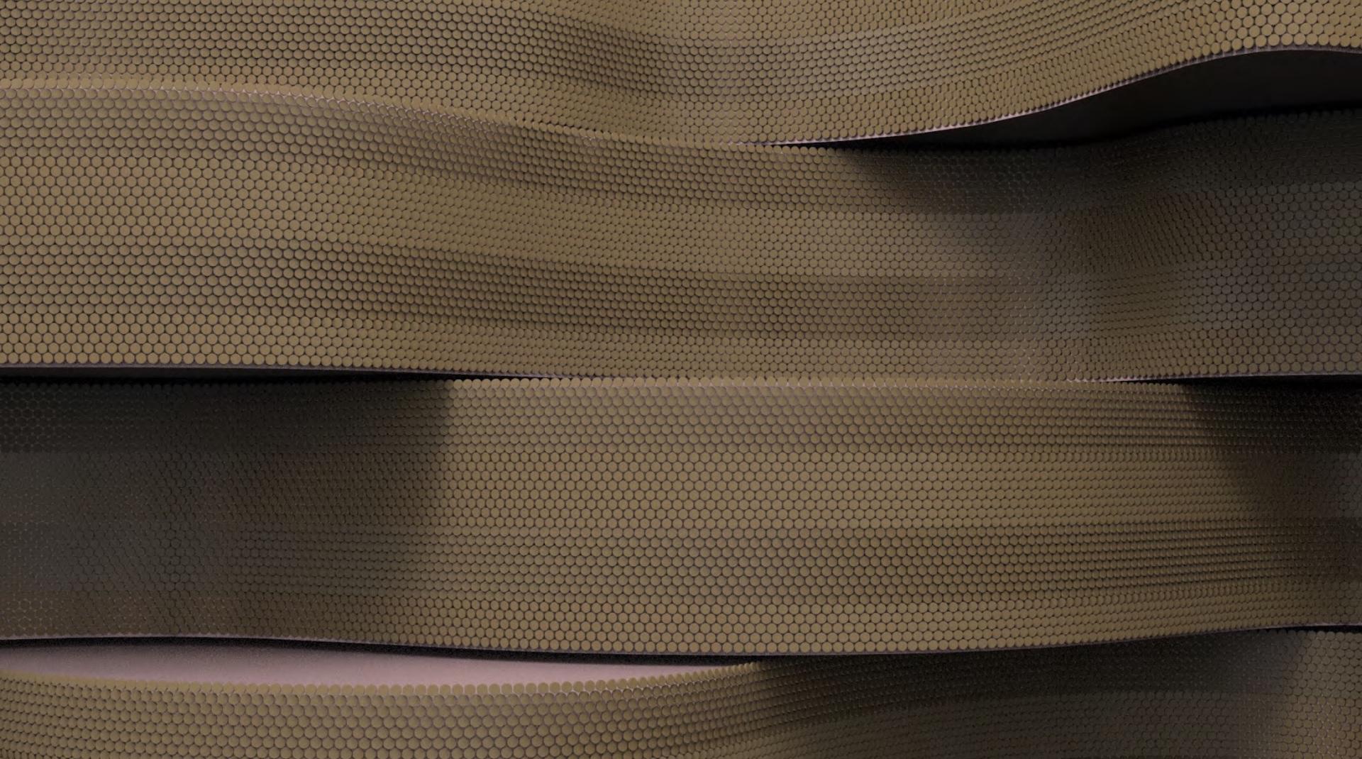 Sculptural installation made from repurposed coffee waste, featuring textured hexagonal patterns at London Design Festival 2021.