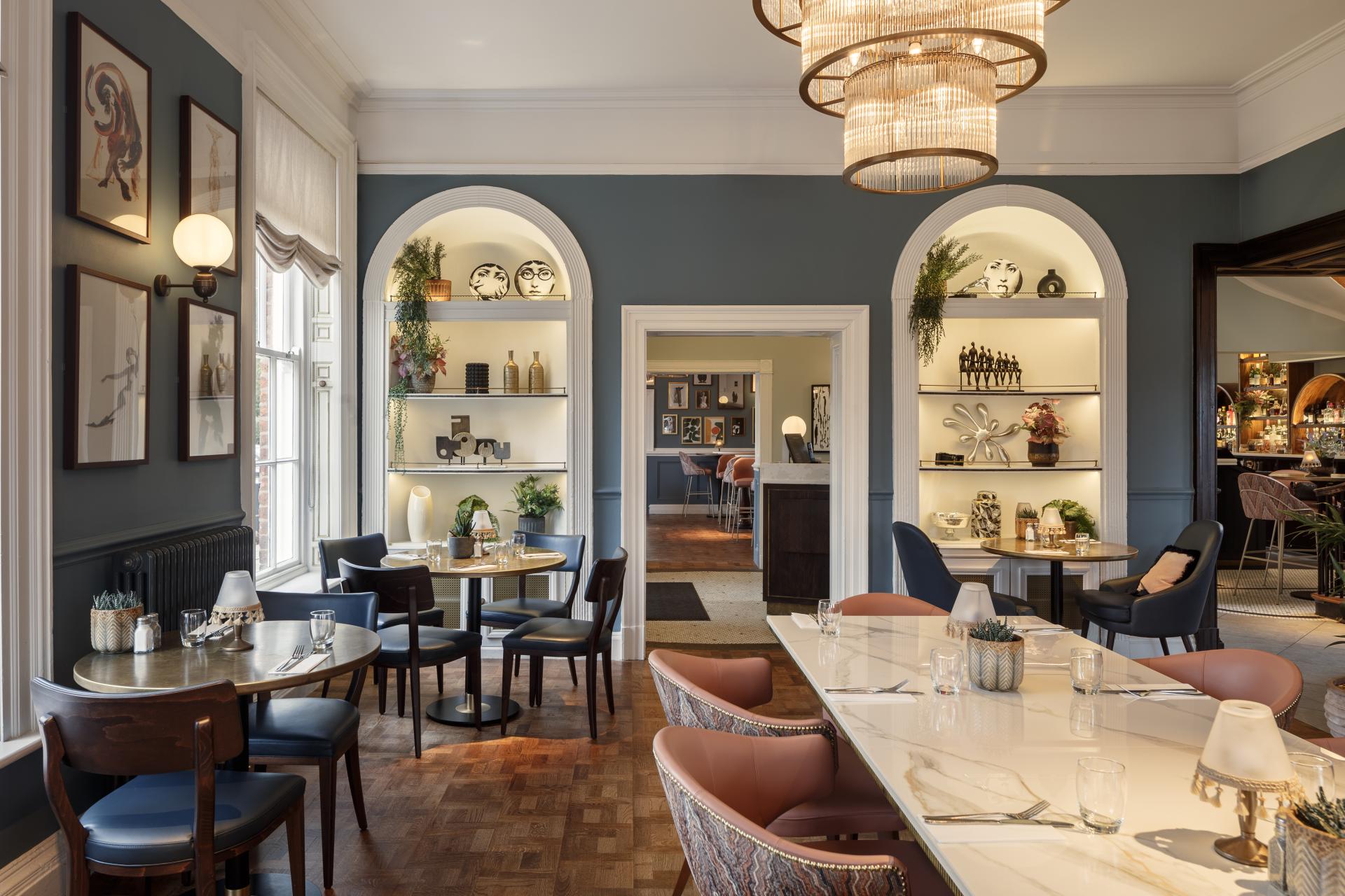 Heritage-inspired interior design showcasing elegant seating and decorative elements at The Orange Tree in Congleton.