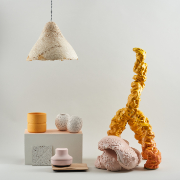 Colorful contemporary ceramics and unique light fixtures display innovative designs at the New Designers showcase.