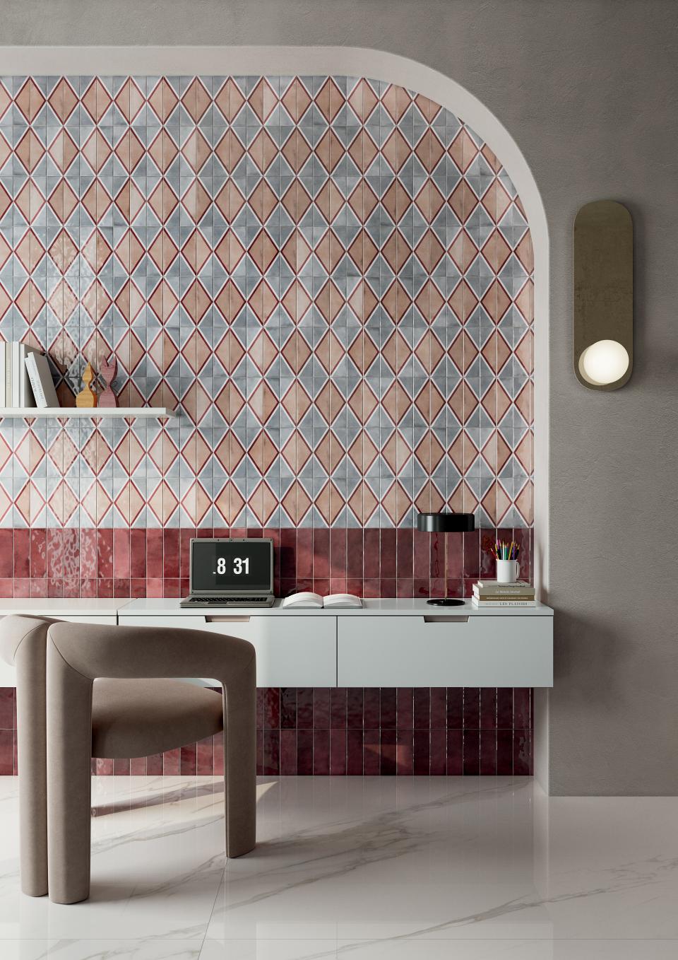Grestec's Osta collection of ceramic tiles inspired by watercolour effects.
