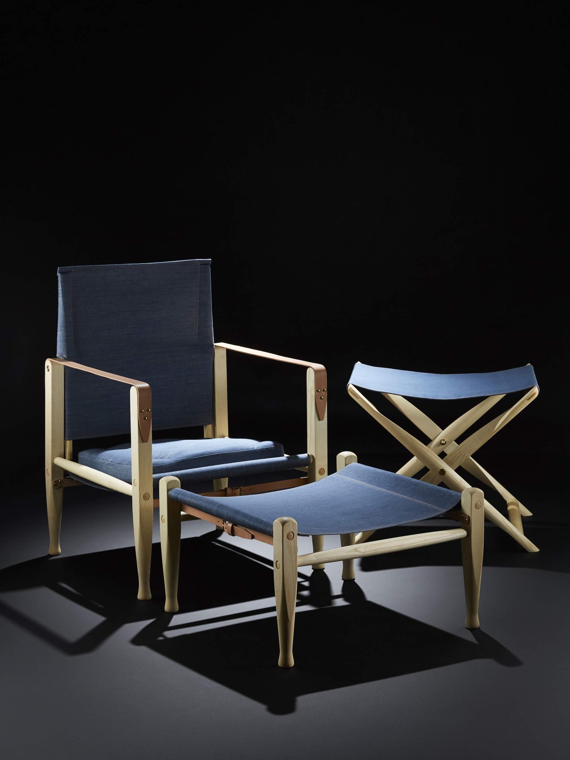 Elegant lounge chair and footrest set, featuring a minimalist design, showcased during London Design Festival by The Conran Shop.