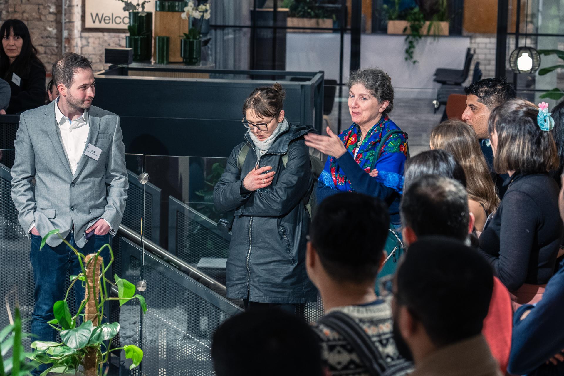 Participants engage in a discussion during PrintCity's event on sustainable 3D printing innovations with Full Circle Concrete.