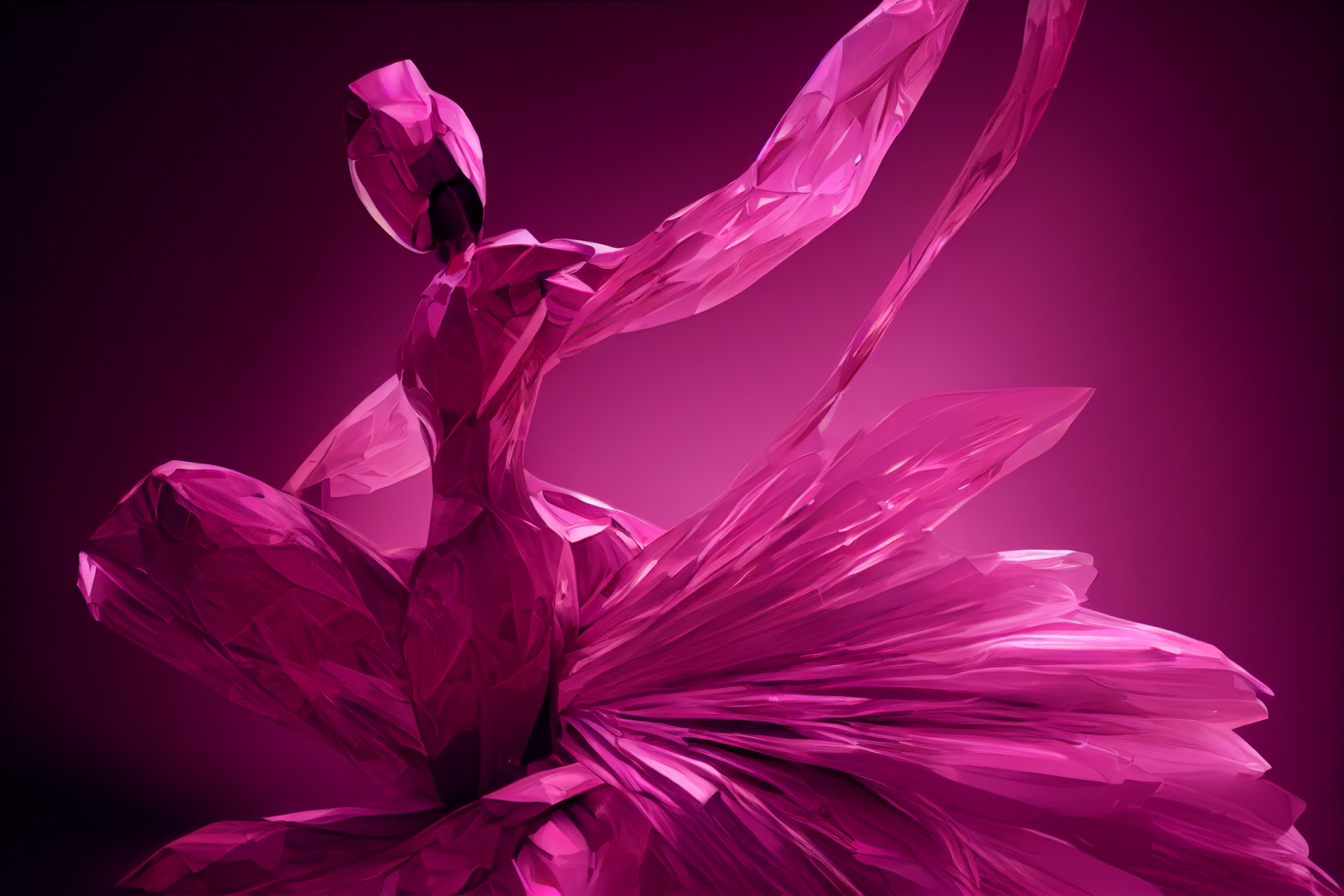 Stylized figure in vibrant shades of pink representing Pantone's 2023 Color of the Year, Viva Magenta.