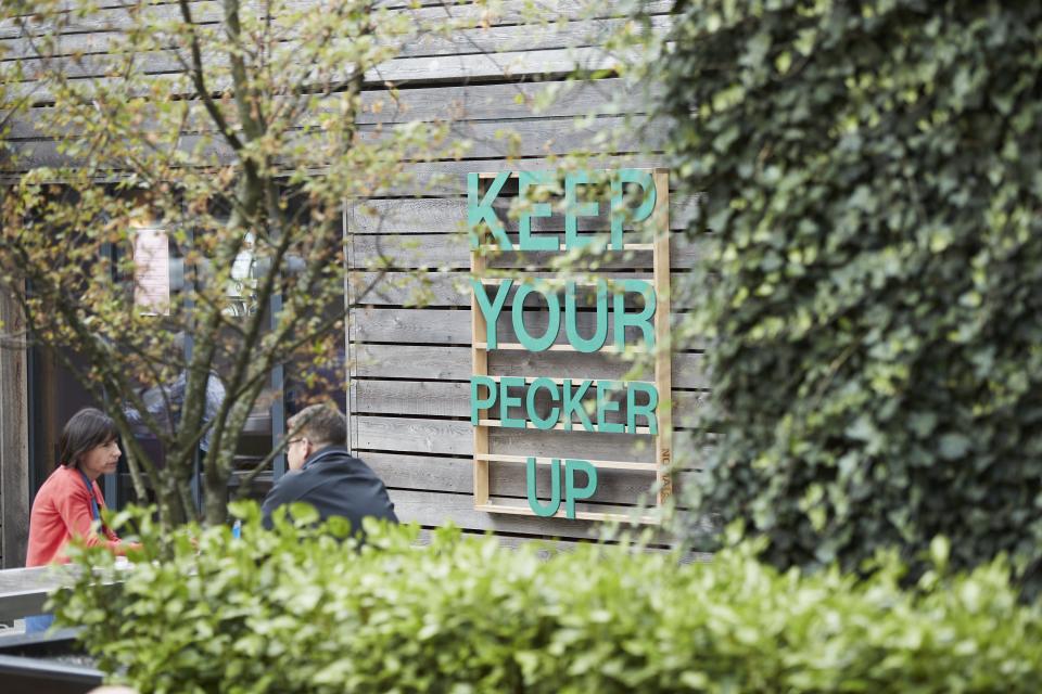 Uplifting sign reading 