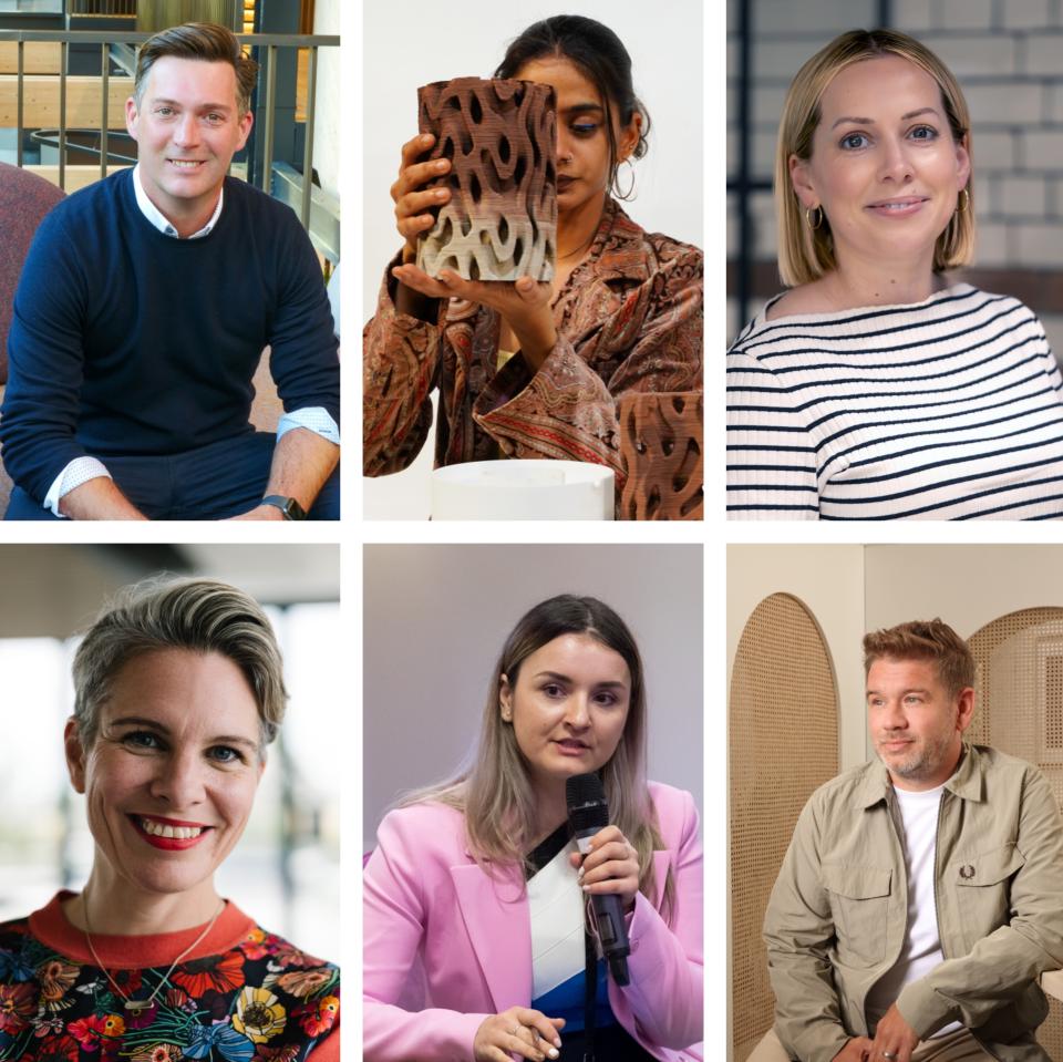 Diverse group of professionals featured in interviews about design, creativity, and innovation in 2024.