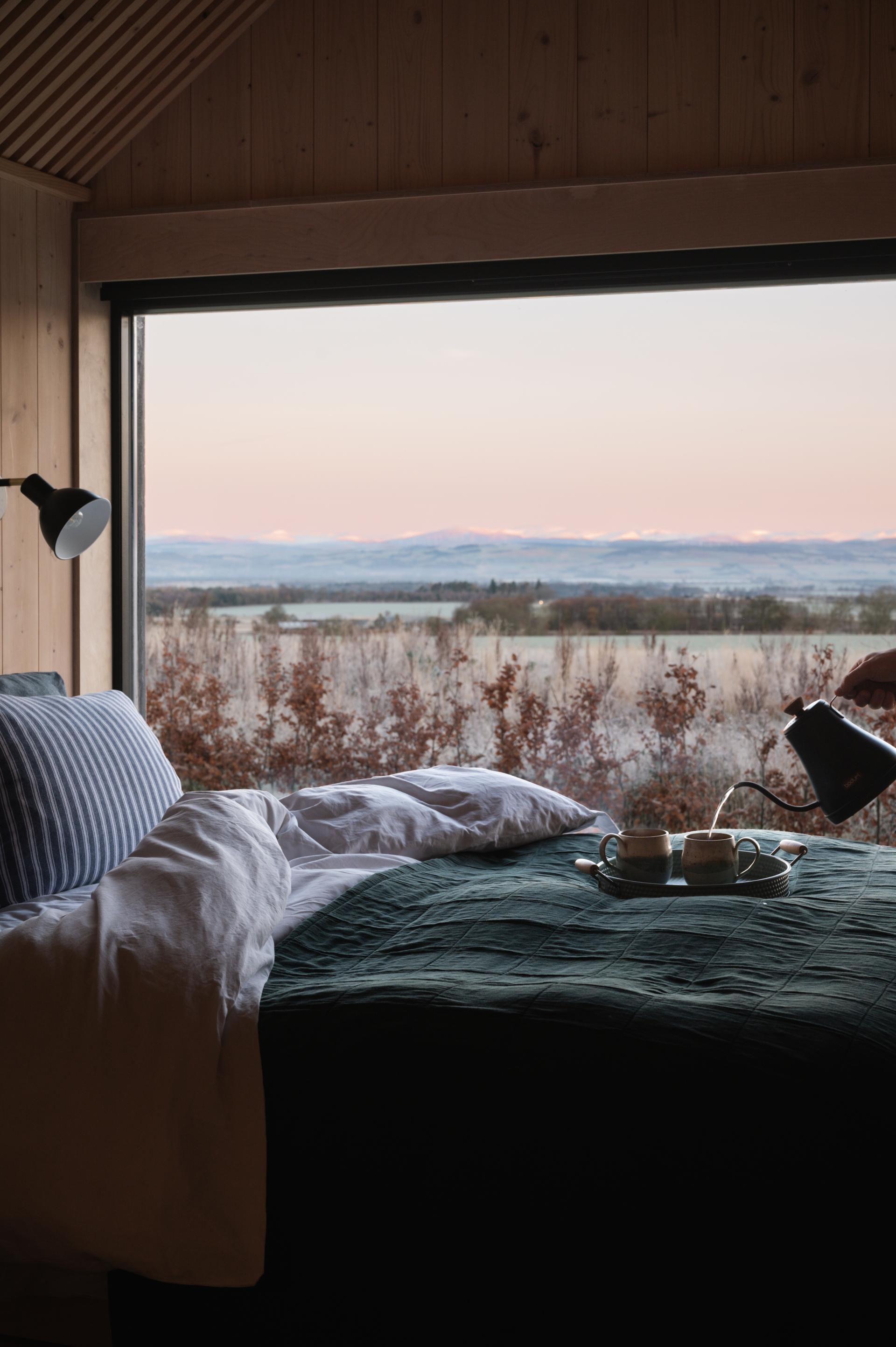 Corr Cabins crafts retreats reflective of Scotland's raw materials and rural landscape.