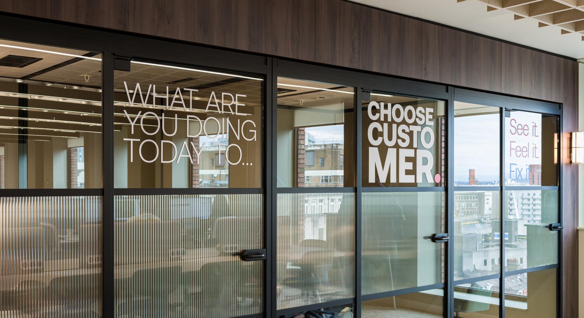 SpaceInvader's workplace scheme for Virgin Media O2 balances vibrancy with variety to support congregation and calm.