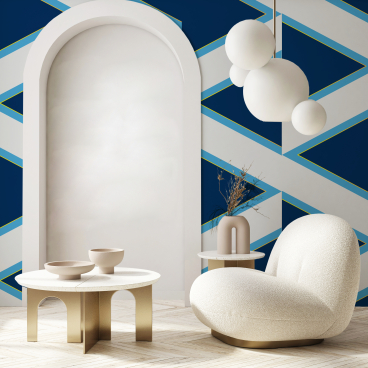 Stylish interior featuring CUSTHOM's customizable wallpaper, modern furniture, and elegant decor elements in a serene setting.