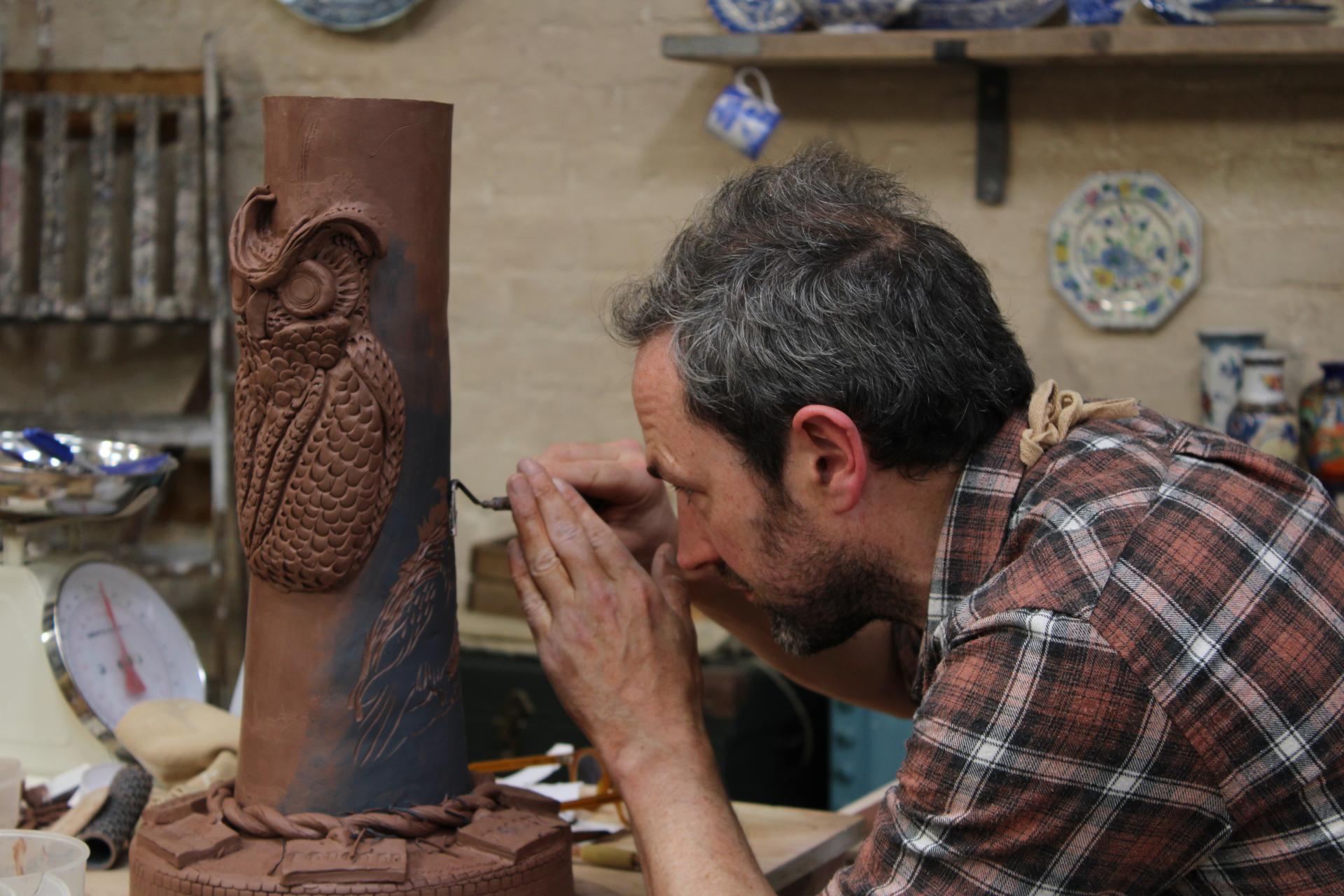 Ceramicist, Steve Brown on carving in character, the importance of self belief, and The Great Pottery Throw Down.