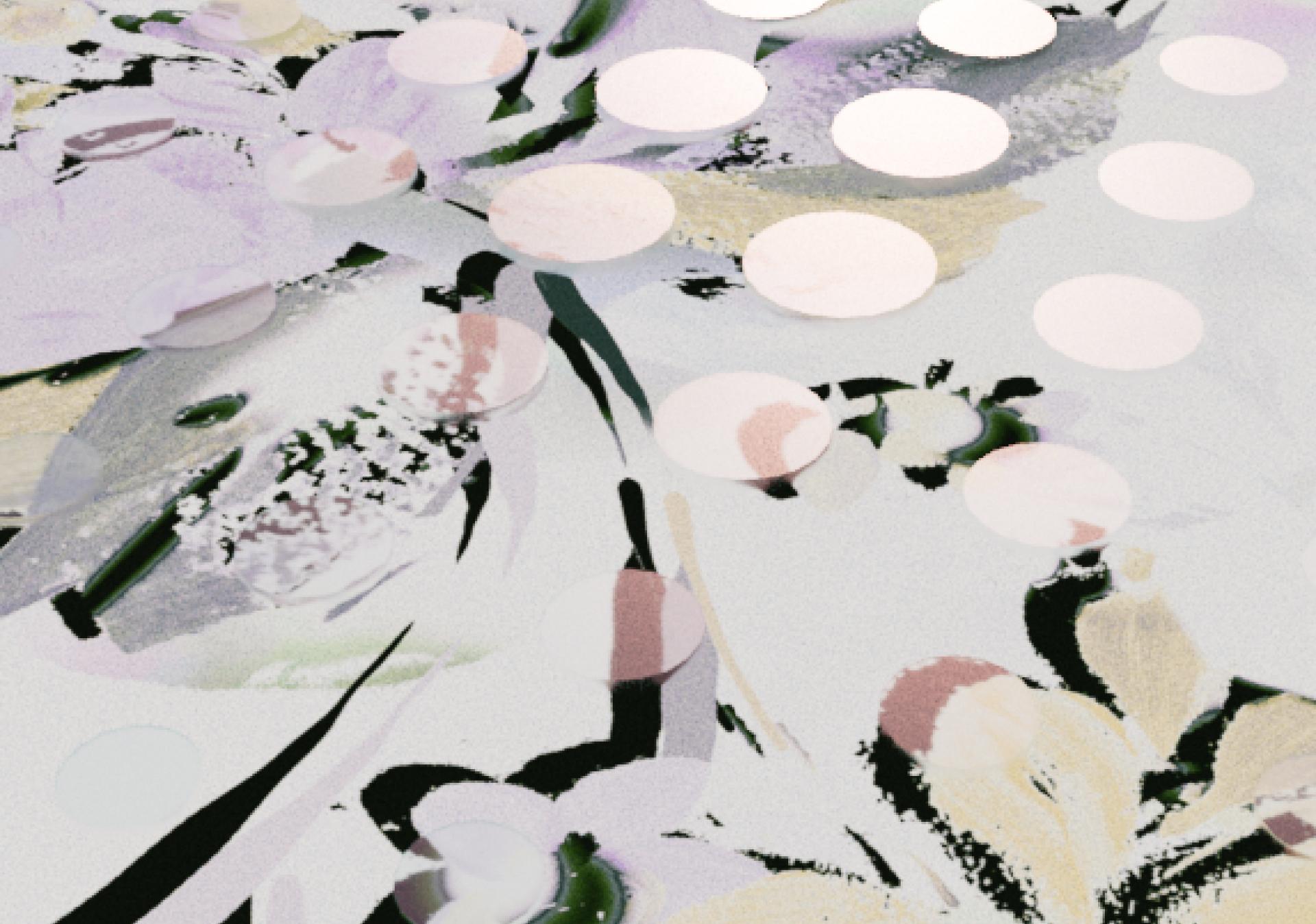 Floral design featuring soft pastel colors and circular patterns, showcasing innovative materials from New Designers 2024.