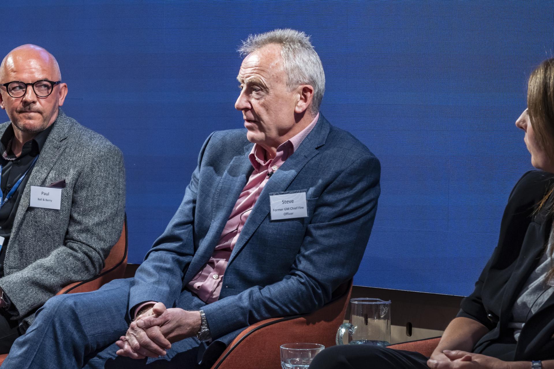 Panel discussion featuring industry experts talking about fire safety and materials at the Material Source Studio event.