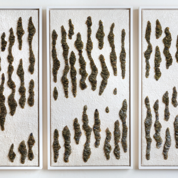 Textile artwork featuring seaweed textures, showcasing Jasmine Linington's unique slow textile artistry inspired by Scotland's coastal landscapes.