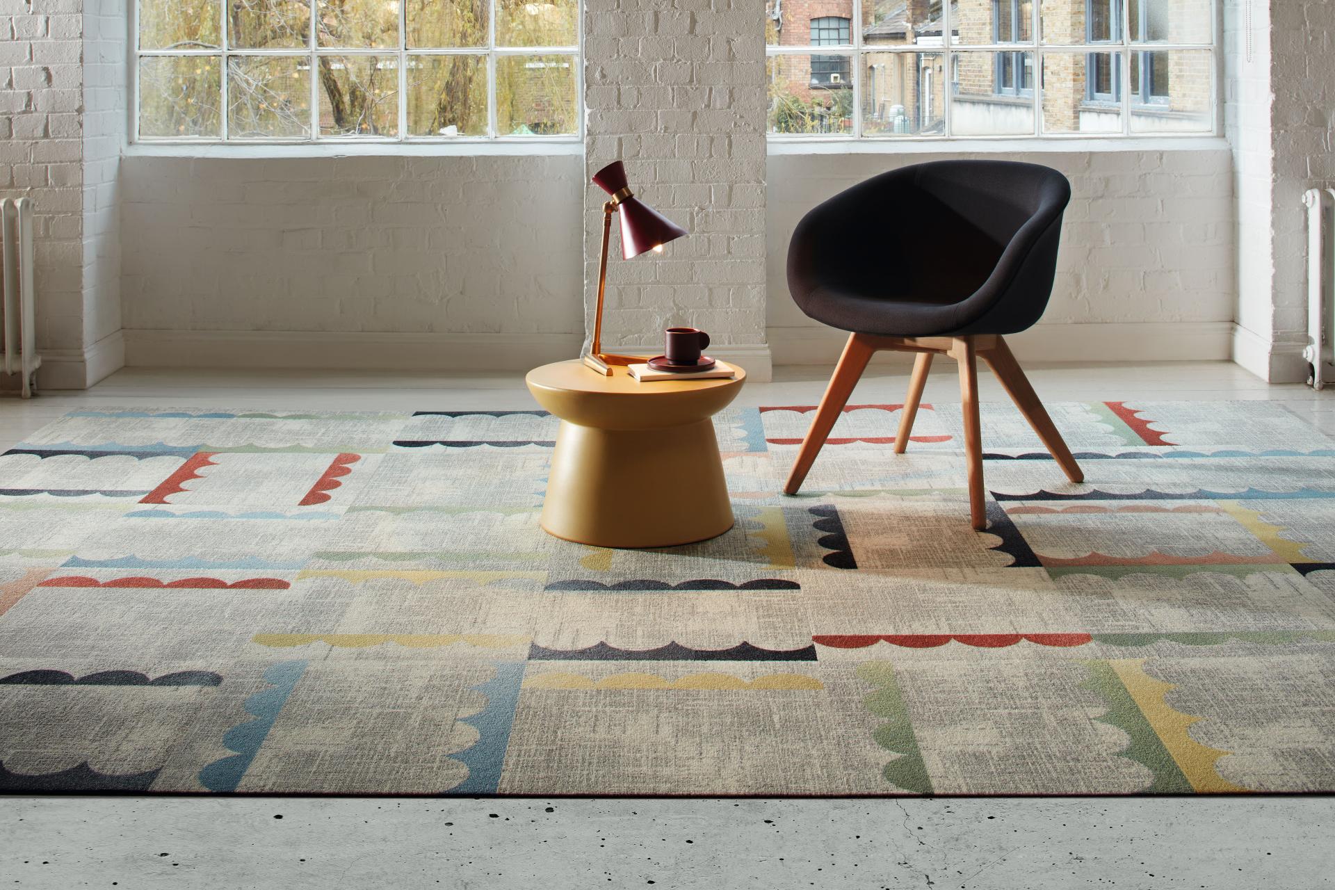 Milliken allows designers to have fun with bold, colourful Pattern Play carpet tile collection. 