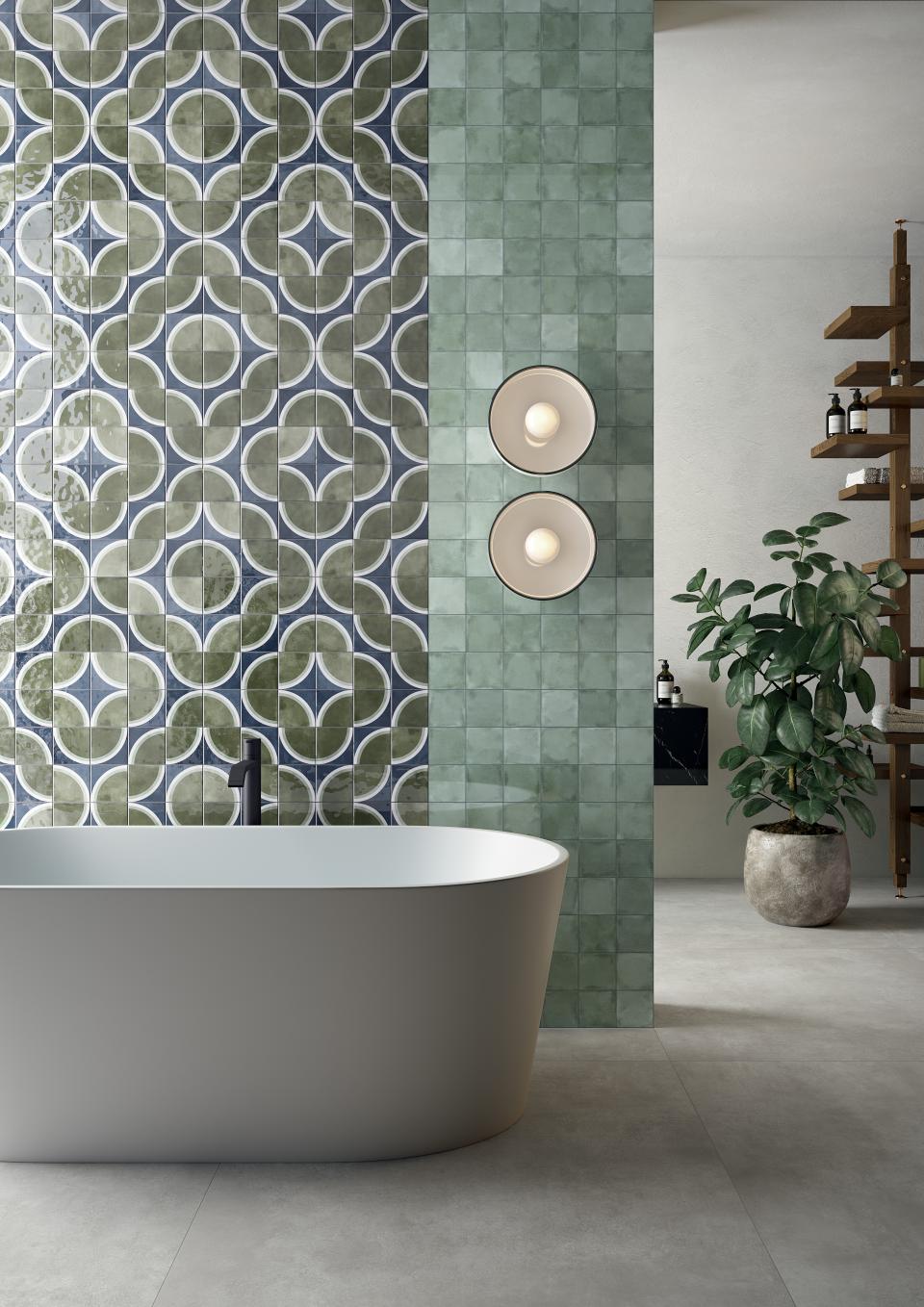 Grestec's Osta collection of ceramic tiles inspired by watercolour effects.