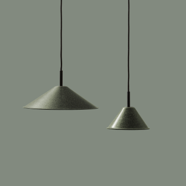 Sustainable pendant lights designed by High Society, showcasing modern, eco-friendly aesthetics in a minimalist setting.