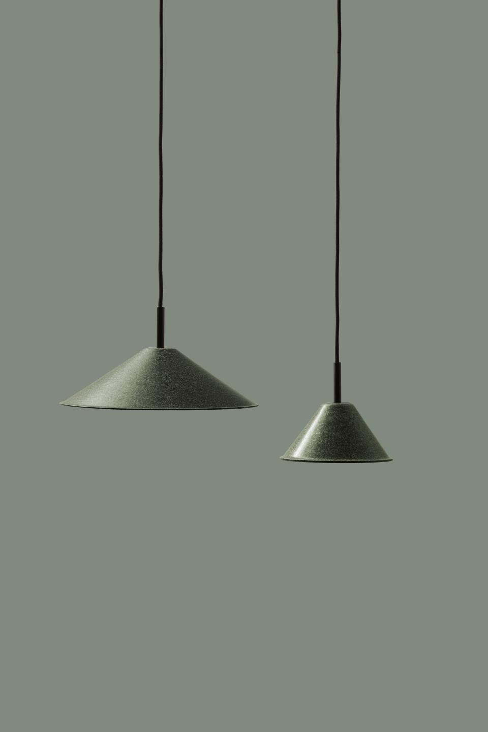 Sustainable pendant lights designed by High Society, showcasing modern, eco-friendly aesthetics in a minimalist setting.