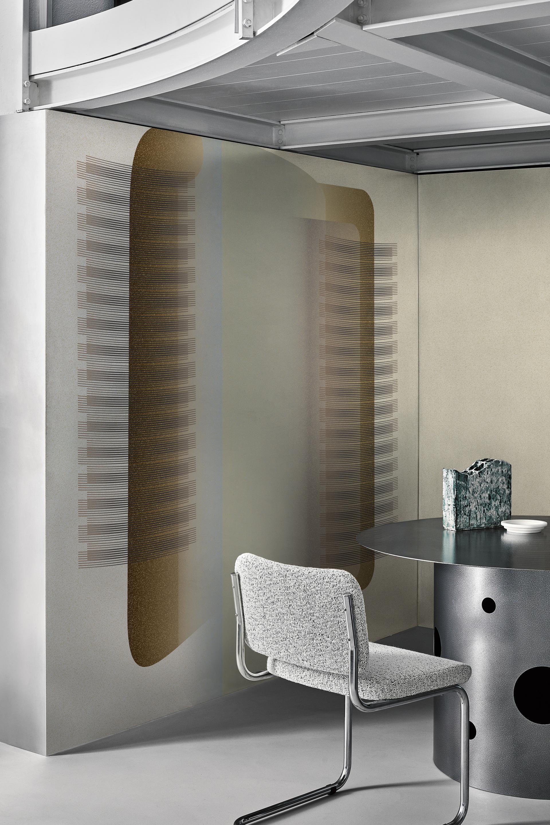 Contemporary interior featuring Wall&decò 2023 wallpaper design with bold graphics, modern furniture, and rich textures.