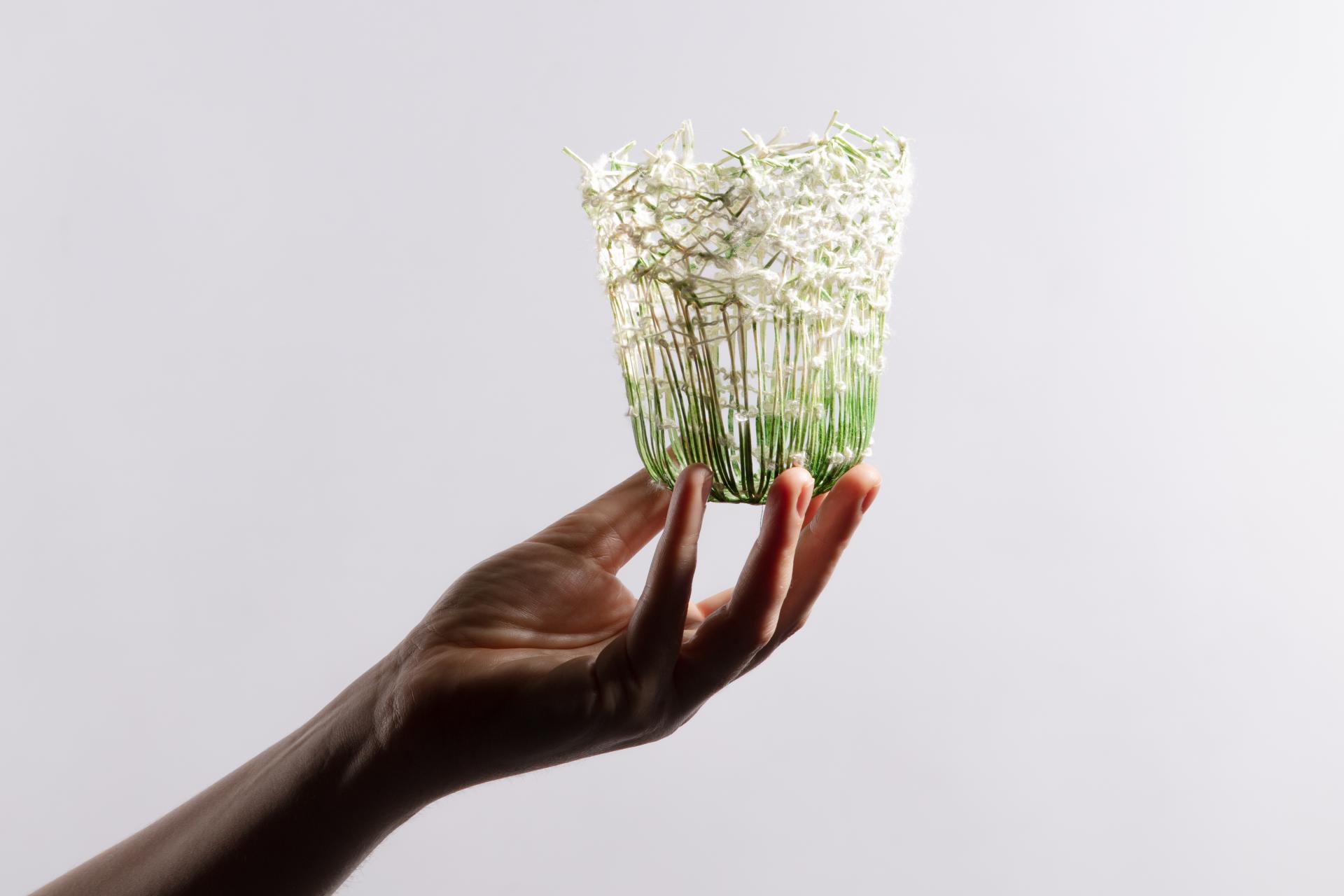 A delicate handmade vessel crafted from natural materials, showcasing artistry in contemporary design for London Craft Week 2024.