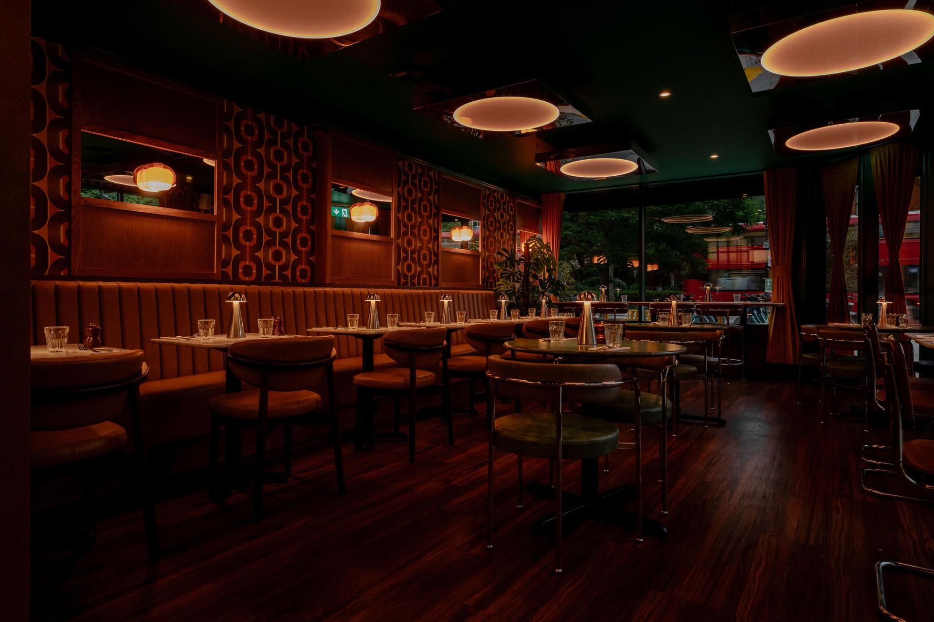 Faber-designed Rossella restaurant in London's Muswell Hill features sumptuous velvets from Agua.