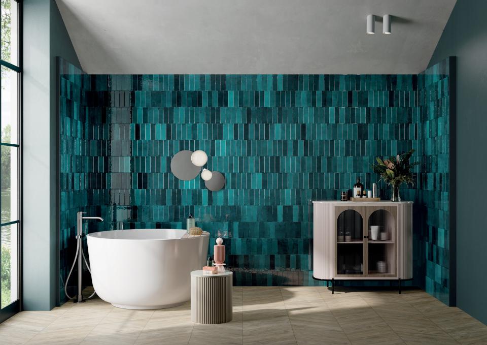 Grestec's Osta collection of ceramic tiles inspired by watercolour effects.