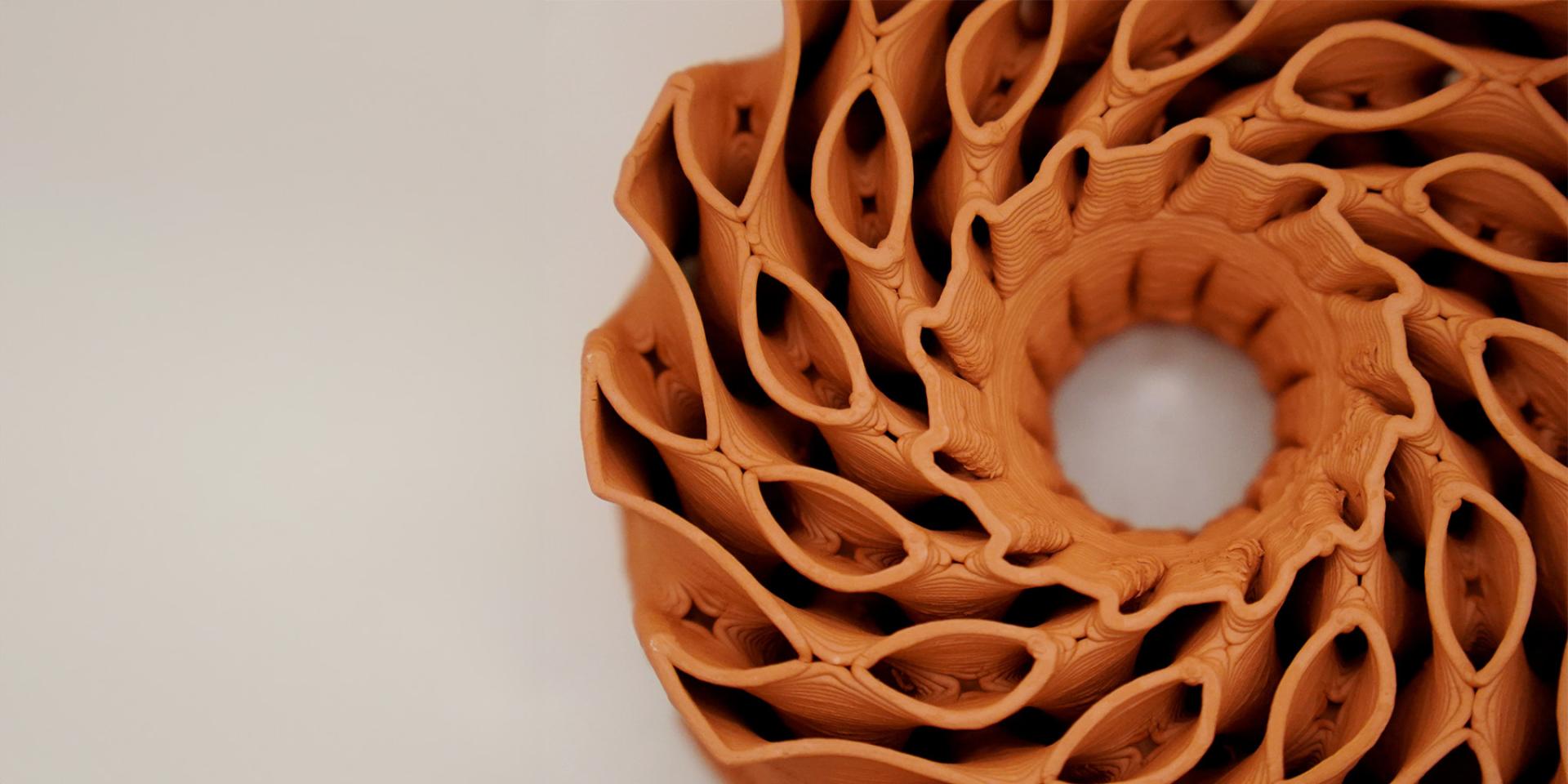 3D-printed clay cooling structure designed by Rameshwari Jonnalagadda to enhance building energy efficiency.