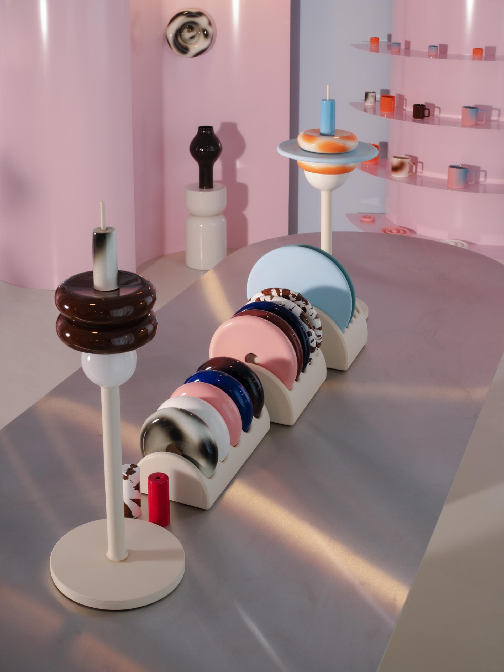 Candy colour and curves for Nodi ceramics studio & workshop by Franz Brannaschk.