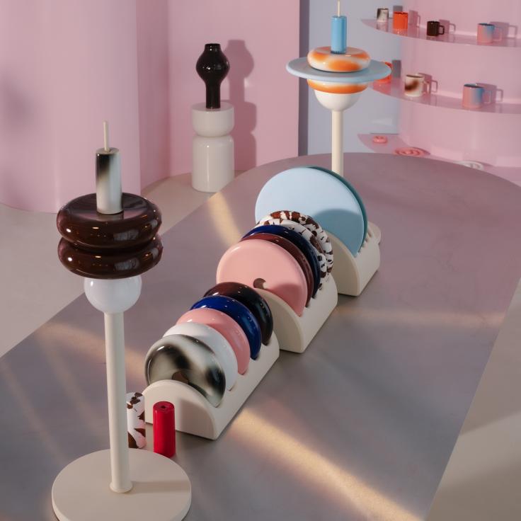 Candy colour and curves for Nodi ceramics studio & workshop by Franz Brannaschk.