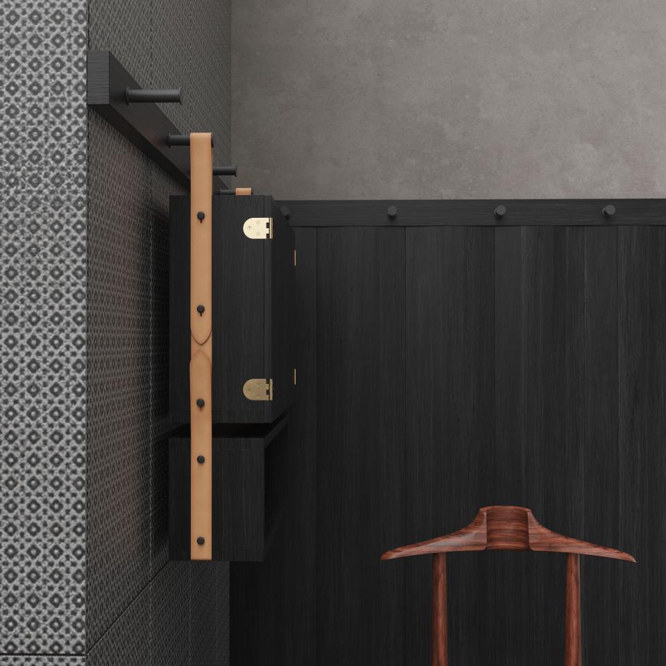 Modern interior design showcasing Mutina tiles, OEO Studio furniture, and a blend of textures and materials.