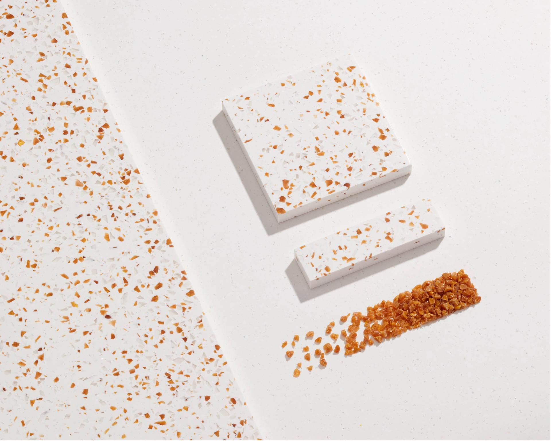 Colorful textured samples of circular materials, showcasing Surface Matter's innovative Material Rescue initiative for sustainable design.