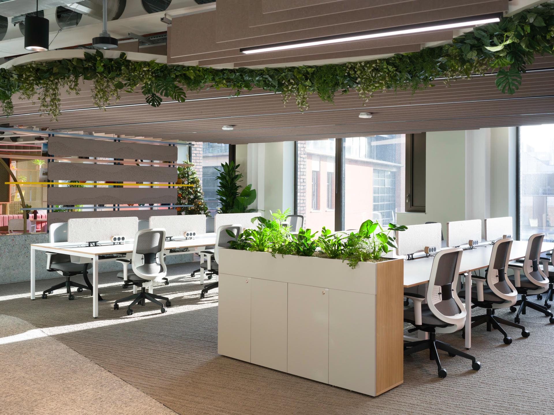 SpaceInvader's workplace scheme for Virgin Media O2 balances vibrancy with variety to support congregation and calm.