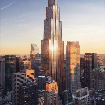 Stunning aerial view of 270 Park Avenue, an innovative all-electric skyscraper in New York City’s skyline.