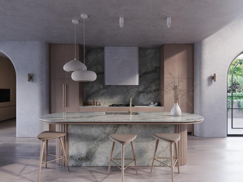 Caesarstone has unveiled two new aesthetically ethereal surfaces under its ICON offering - Ocean Sage & Moonflow.