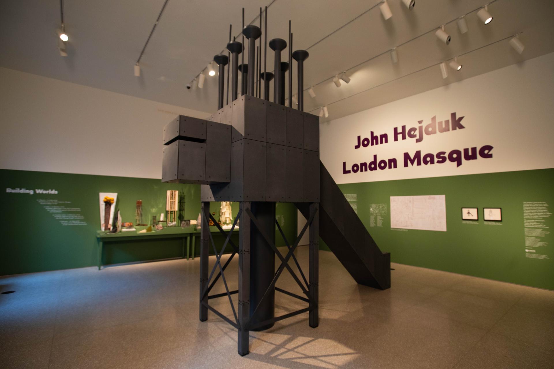 Exhibition of John Hejduk's architectural model for the London Masque at the Royal Academy of Arts.