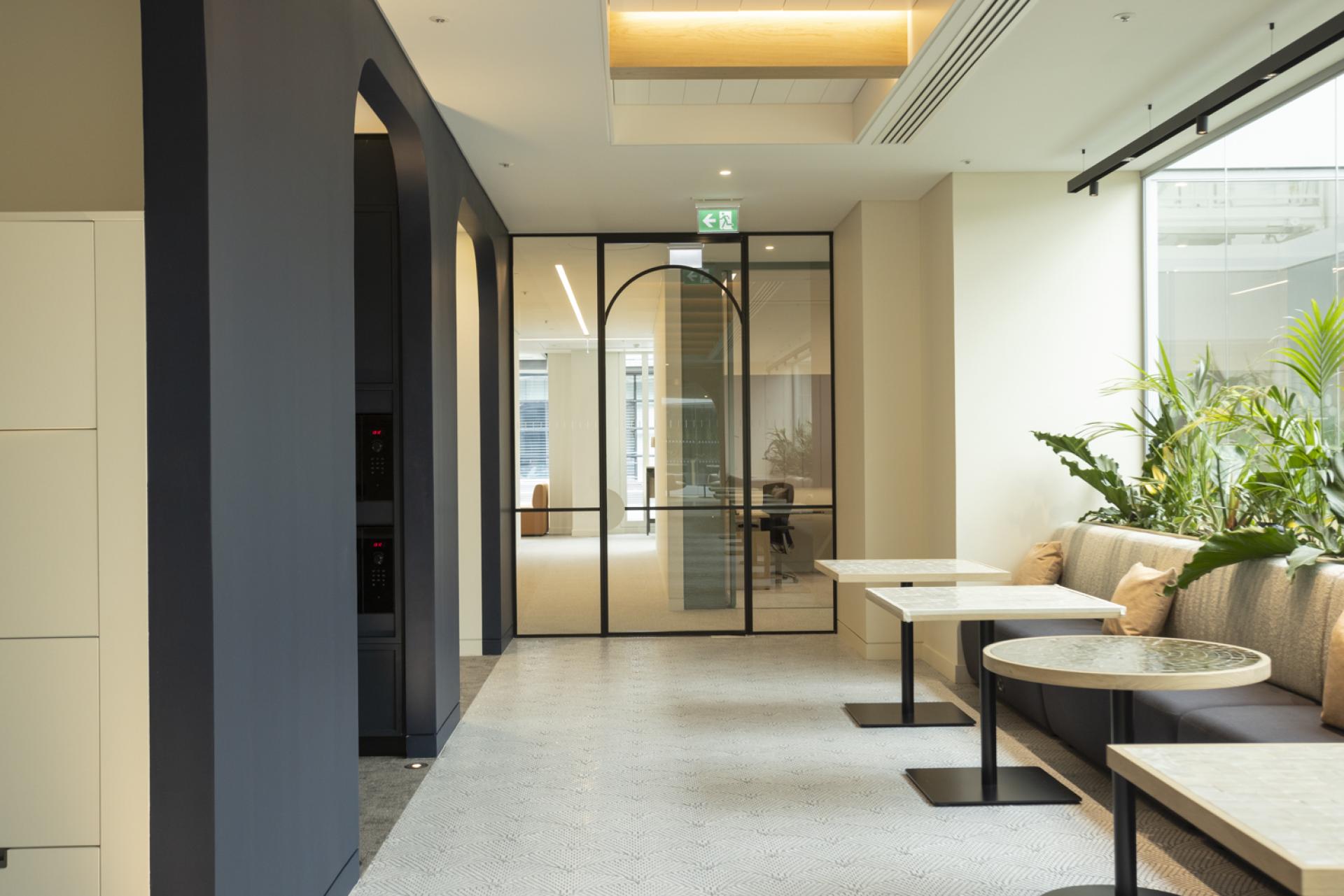 Bespoke door designs and high-end office partitions by Radii for Goodwin Procter.