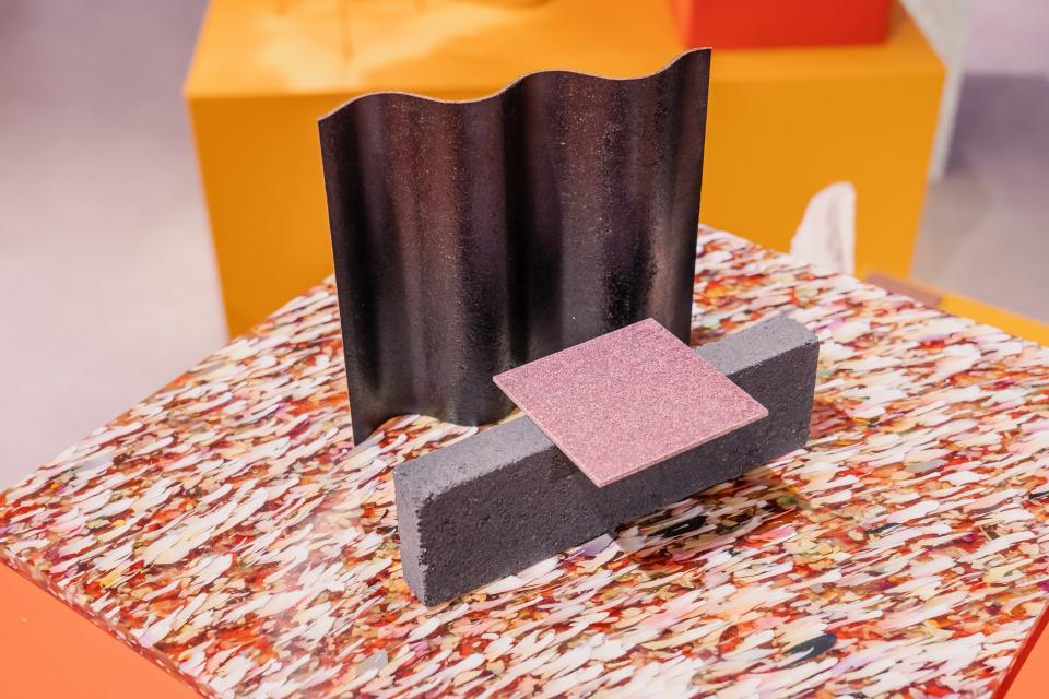 A selection of by-product based materials, showcasing innovative textures and colors for circular design exploration.