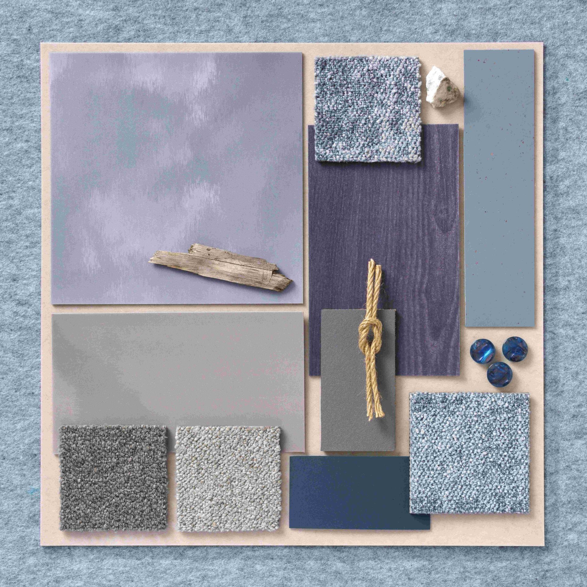 A selection of textured and colored materials from Forbo’s Allura LVT collection, showcasing design inspiration for 2024.